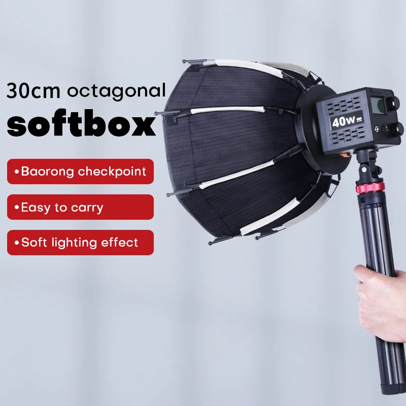 Quick Release Parabolic Softbox Beehive Grid Octagonal Soft Stand Compatible with ZU80/RL80 and other mini Bowens fixtures 30cm - Image 3