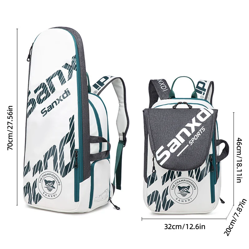 Men Foldable Tennis Paddle Backpack Squash Badminton Racket Bag with Shoes Pack Racquetball Outdoor Sports Training Gym Men Bag - Image 6