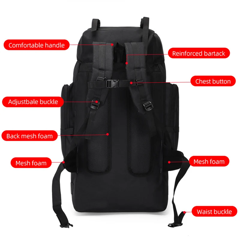 130L 80L Hiking Camping Backpack Travel Large Luggage Bag Trekking Outdoor Sports Pack Molle Trekking Rucksack For Men Big Bag - Image 6