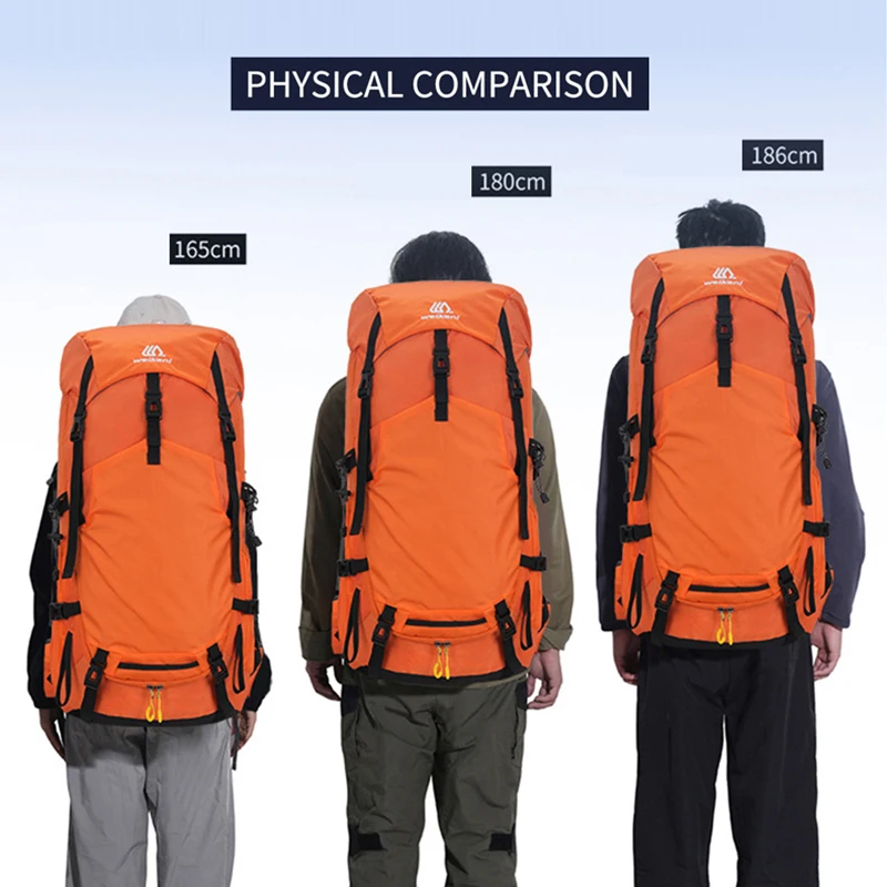 60L Climbing Camping Backpack with Rain Cover Large Outdoor Waterproof Hiking Trekking Mountaineering Hydration Bag Rucksack