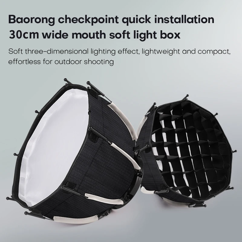 Quick Release Parabolic Softbox Beehive Grid Octagonal Soft Stand Compatible with ZU80/RL80 and other mini Bowens fixtures 30cm - Image 2
