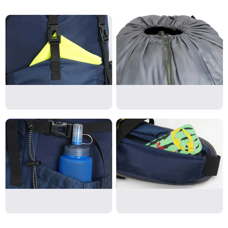 60L Climbing Camping Backpack with Rain Cover Large Outdoor Waterproof Hiking Trekking Mountaineering Hydration Bag Rucksack - Image 6