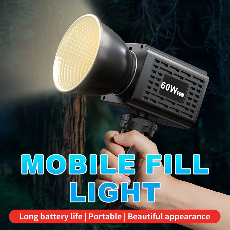 60W Bi-Color COB Photography Fill Light Built-in Battery Handheld Continuous Output Lighting Outdoor Video Shooting LED Lights - Image 2