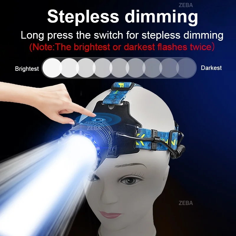 New Super Bright 2000W LED Headlamp High Power Long Range 6000M Head Flashlight 18650 Rechargeable Headlight Fishing Head Torch - Image 4