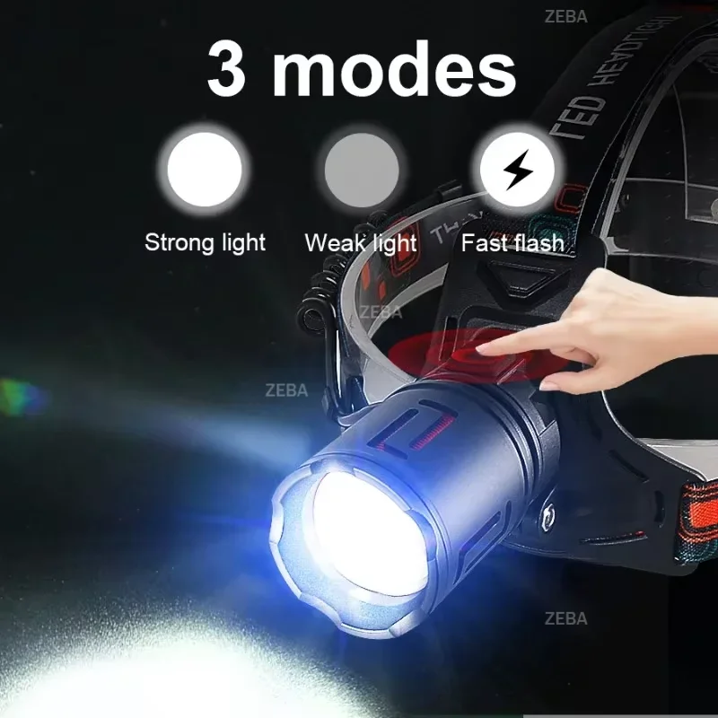 2026 Super Bright LED Headlamp Powerful 3*18650 Battery Rechargeable Projector Head Light Fishing Camping Zoom Head Lanterns - Image 3