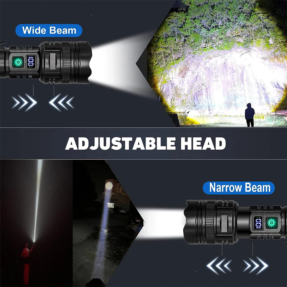High Power LED Flashlight USB Rechargeable Powerful Strong Light Lantern Portable Tactical Pen Holder Torch For Outdoor Camping - Image 4