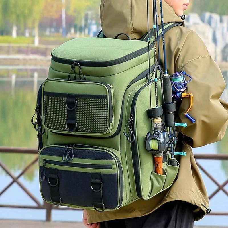 Fishing Backpack with Rod Holders Fish Tackle 42L Storage Gear Equipment Bag Multi-functional Camping Outdoor Organizer Lure Bag - Image 4