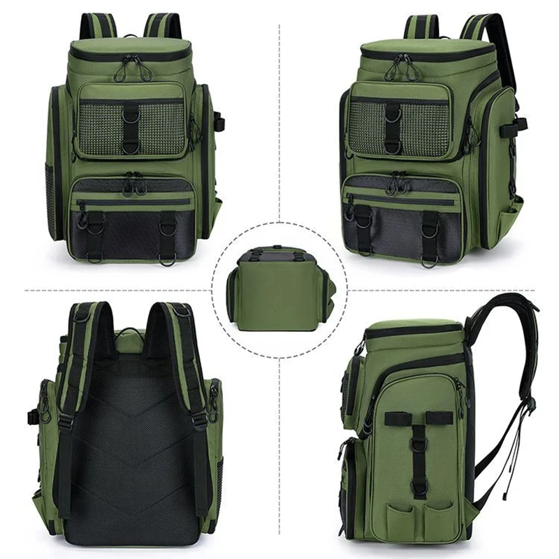 Fishing Backpack with Rod Holders Fish Tackle 42L Storage Gear Equipment Bag Multi-functional Camping Outdoor Organizer Lure Bag - Image 5