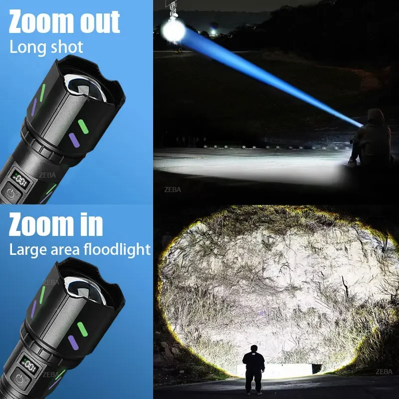 Newest 100000LM High Power LED Flashlight USB Rechargeable Flashlight Powerful Long Range 3500M Torch Light Camping Fishing Lamp - Image 3