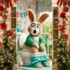 VIKAMA Hilarious Easter Rabbit Bathroom Style Tapestry Stylish Wall Decor For Apartment Studio Whimsical Aesthetic Backdrop