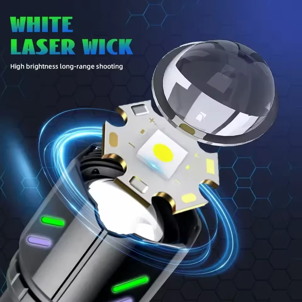 2025 Most Powerful LED Flashlight White Laser Concentrated Ignition Flashlights Power Display Tactical Torch Outdoor Survival - Image 4