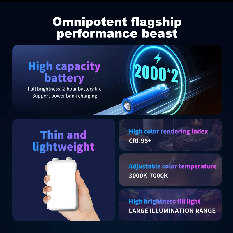 40W Bi-Color LED Portable Fill Light Live Street Photography Light Selfie Light Camera Top Light Outdoor Live Lighting Equipment - Image 4