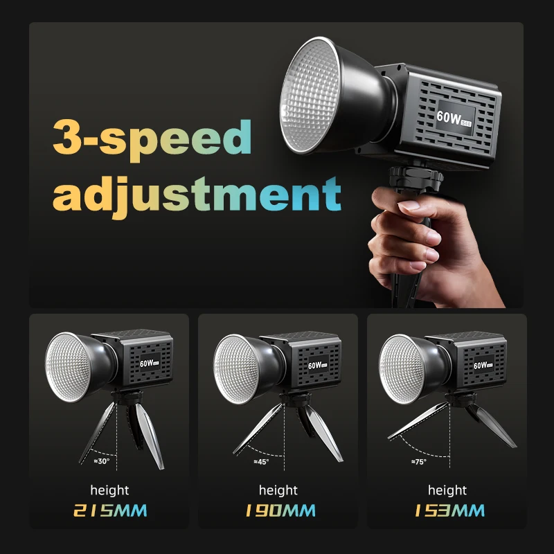 60W Bi-Color COB Photography Fill Light Built-in Battery Handheld Continuous Output Lighting Outdoor Video Shooting LED Lights - Image 5