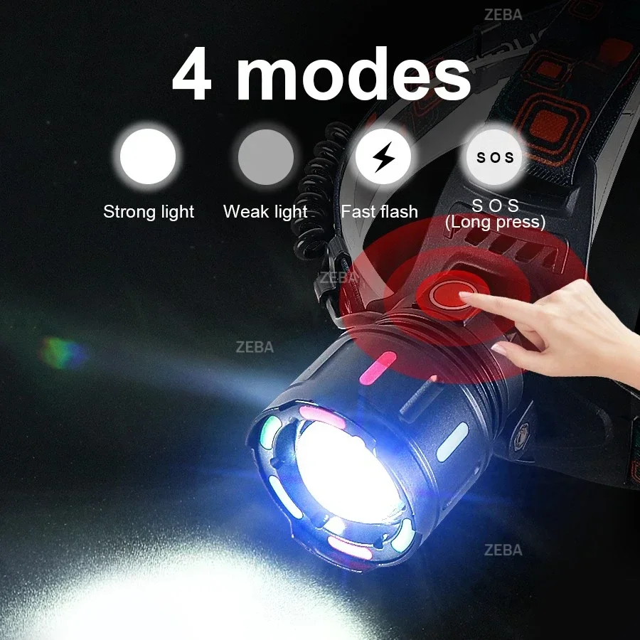 Ultra Powerful LED Headlamp 47000000LM Super Bright Long Shot 4000M Head Flashlight 18650 Rechargeable Head Lantern For Fishing - Image 3
