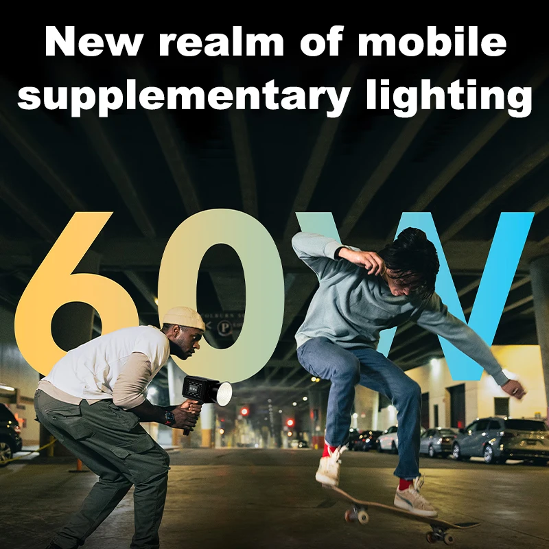 60W Bi-Color COB Photography Fill Light Built-in Battery Handheld Continuous Output Lighting Outdoor Video Shooting LED Lights - Image 3