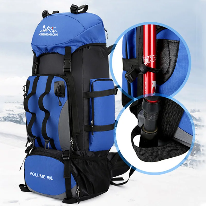 90L Waterproof Hiking Camping Backpack Large Capacity Trekking Bag Rucksack Travel Outdoor Sports Bags Camping Equipment Men Bag - Image 3