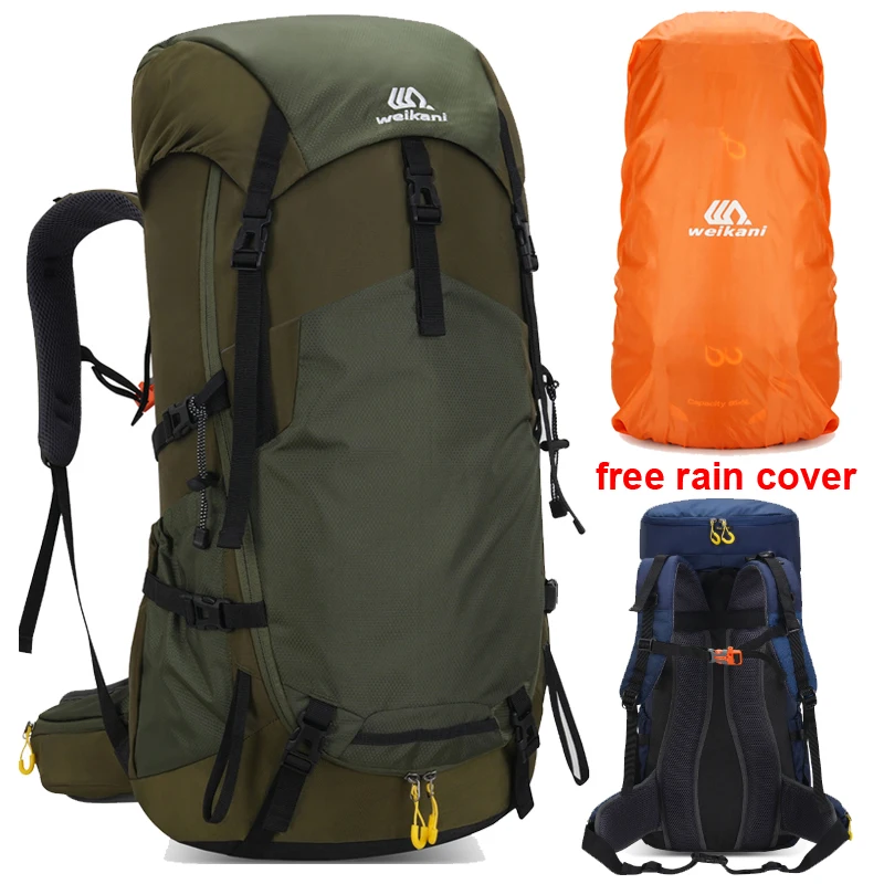 60L Climbing Camping Backpack with Rain Cover Large Outdoor Waterproof Hiking Trekking Mountaineering Hydration Bag Rucksack - Image 2