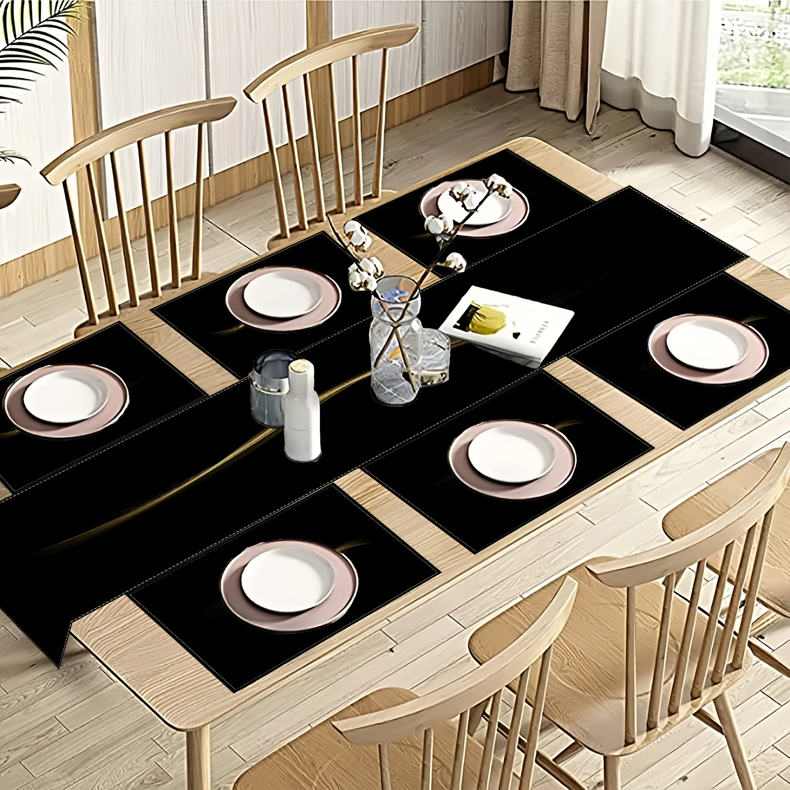 VIKAMA 5/7PC Luxury Table Mat and Table Flag Set for Restaurant and Cafe Decoration Linen Fabric Home Decoration - Image 2