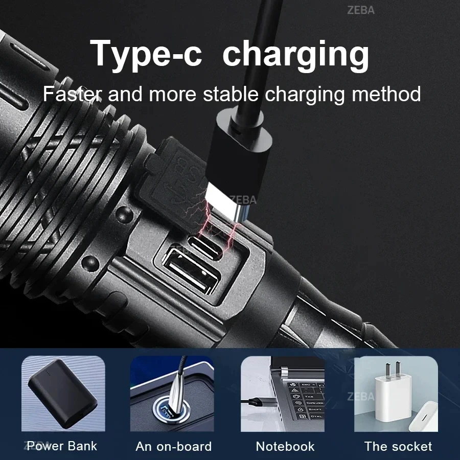 10000mAh High Power LED Flashlight Long Range 5000M Rechargeable Tactical Torch Ultra Powerful Outdoor Hand Lamp Camping Lantern - Image 5