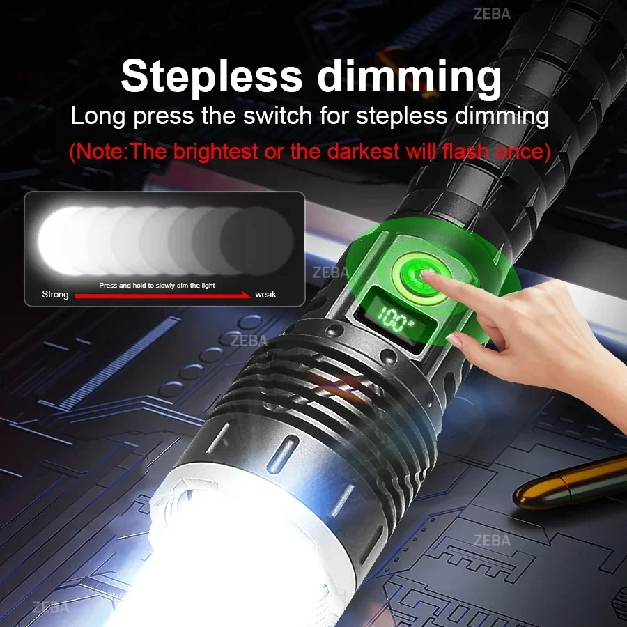 10000mAh High Power LED Flashlight Long Range 5000M Rechargeable Tactical Torch Ultra Powerful Outdoor Hand Lamp Camping Lantern - Image 2