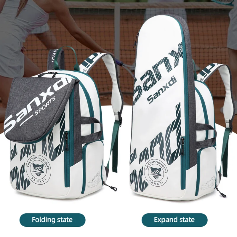 Men Foldable Tennis Paddle Backpack Squash Badminton Racket Bag with Shoes Pack Racquetball Outdoor Sports Training Gym Men Bag