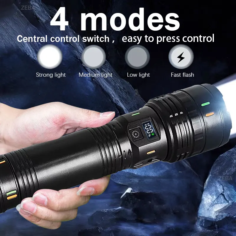 1000000LM High Power LED Flashlight Most Bright Tactical Flashlight Rechargeable Torch Powerful Long Shot 4000m Lamp for Hunting - Image 4