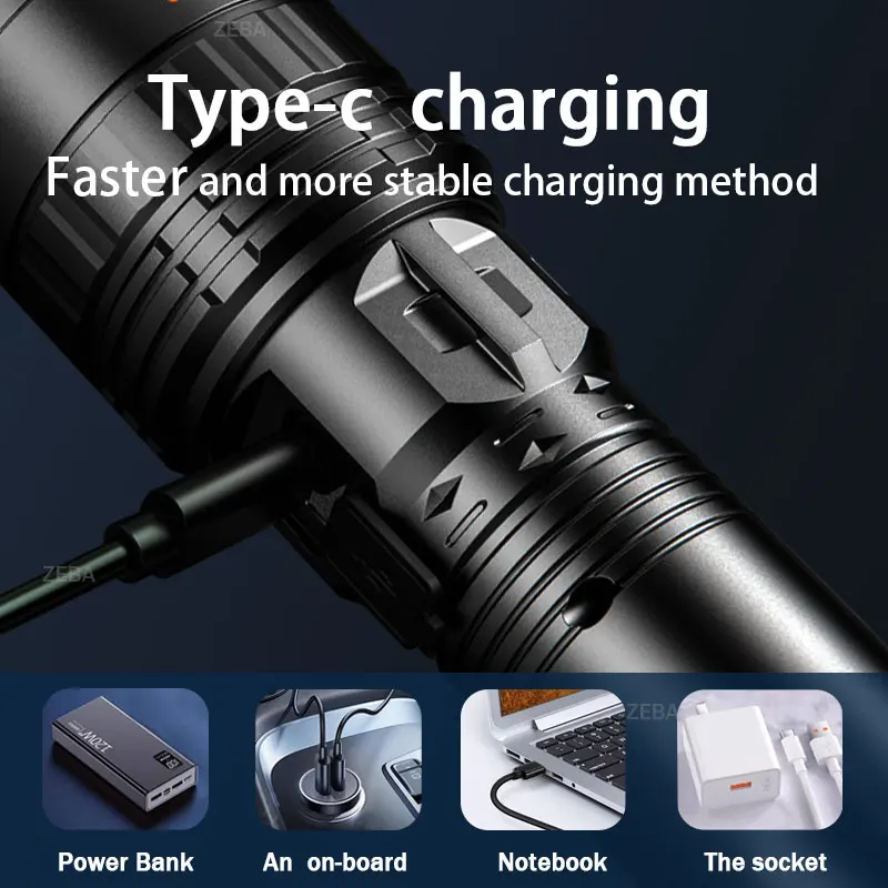 1000000LM High Power LED Flashlight Most Bright Tactical Flashlight Rechargeable Torch Powerful Long Shot 4000m Lamp for Hunting - Image 5