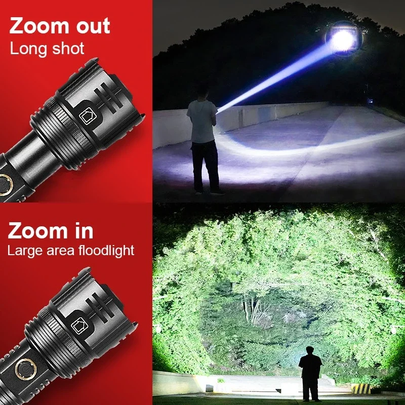 1000000LM High Power Led Flashlights Ultra Powerful Tactical Flashlight Telescopic Zoom Torch Search Light Use 26650 Battery - Image 3