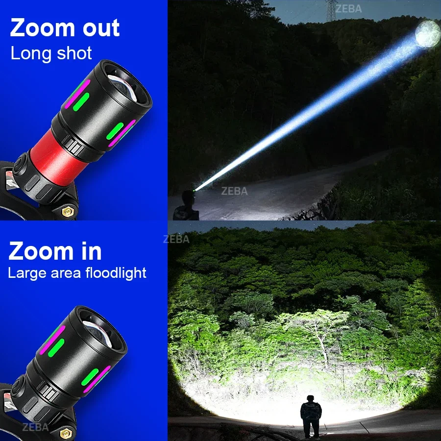 2026 100000LM High Power LED Headlamp Alloy 5200mAh Work12 Hours Headlight Rechargeable Head Lantern Work Fishing Front LED Head - Image 4