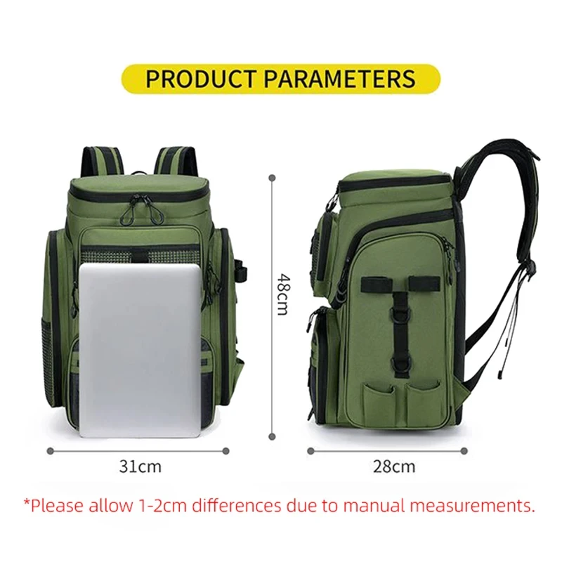 Fishing Backpack with Rod Holders Fish Tackle 42L Storage Gear Equipment Bag Multi-functional Camping Outdoor Organizer Lure Bag - Image 6