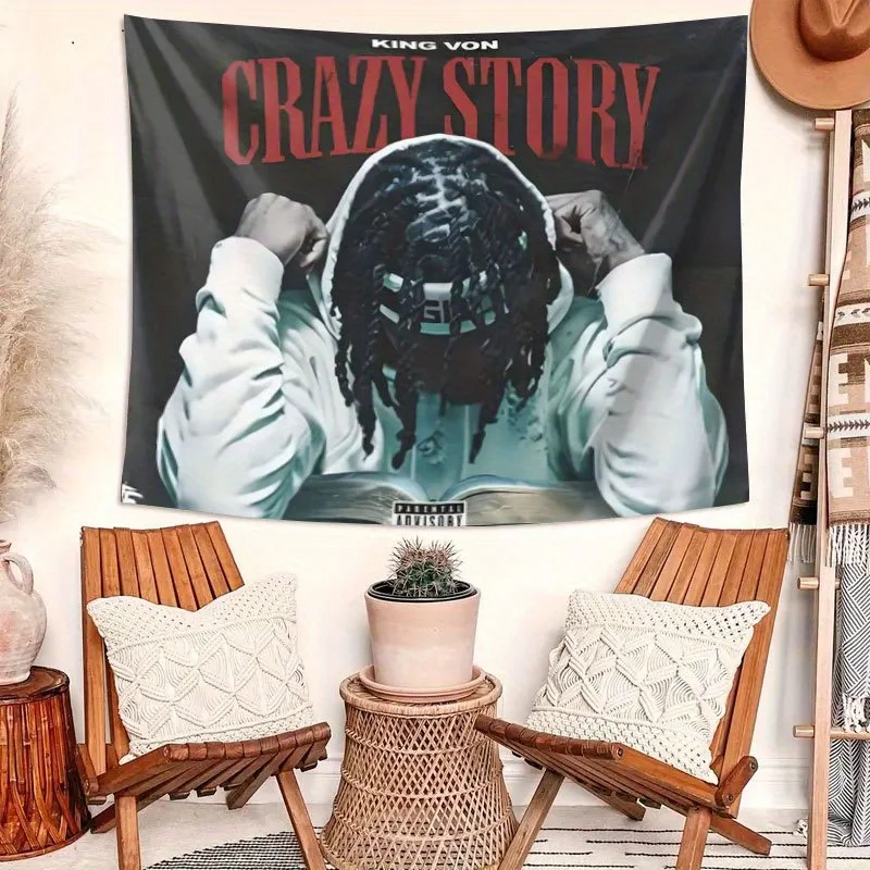 VIKAMA King Von Hip-Hop Rap Tapestry Retro Album Cover Style Wall Hanging for Chicago Drill Music Fan Bedroom Decoration - Image 2