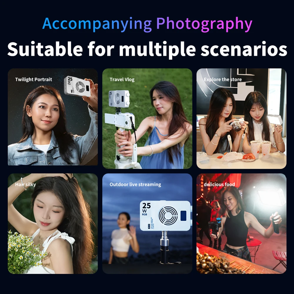 RGB Video Light 25W Pocket Camera Light Full Color Portable Photography Video Lighting Mini LED Fill Light 4000mAh Rechargeable - Image 6