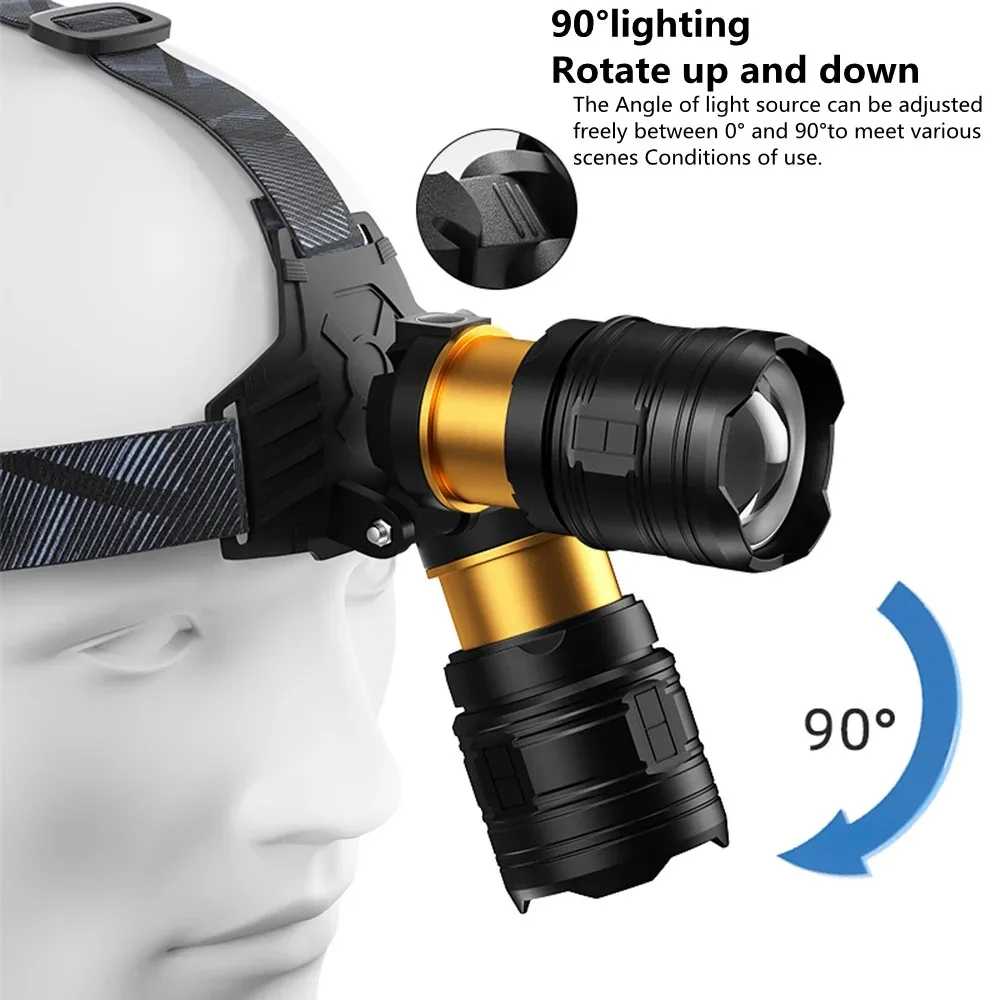 Super Bright XHP360 LED Headlamp USB Rechargeable Powerful Headlight Zoom Head Flashlight Waterproof Lamp For Camping Fishing - Image 2