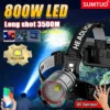 USB Rechargeable Head Lamp White Laser Sensor Headlight High Power Headlamp with COB Light Telescopic Zoom High Lumen Head Torch
